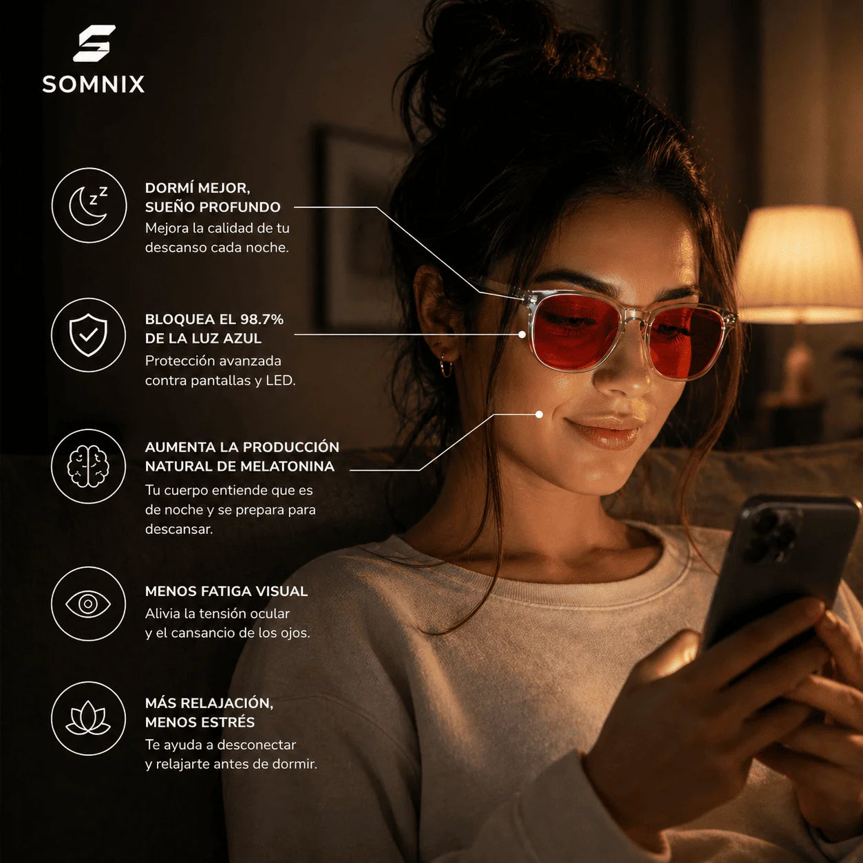 Lentes Rojos Anti Luz Azul + Protección UV