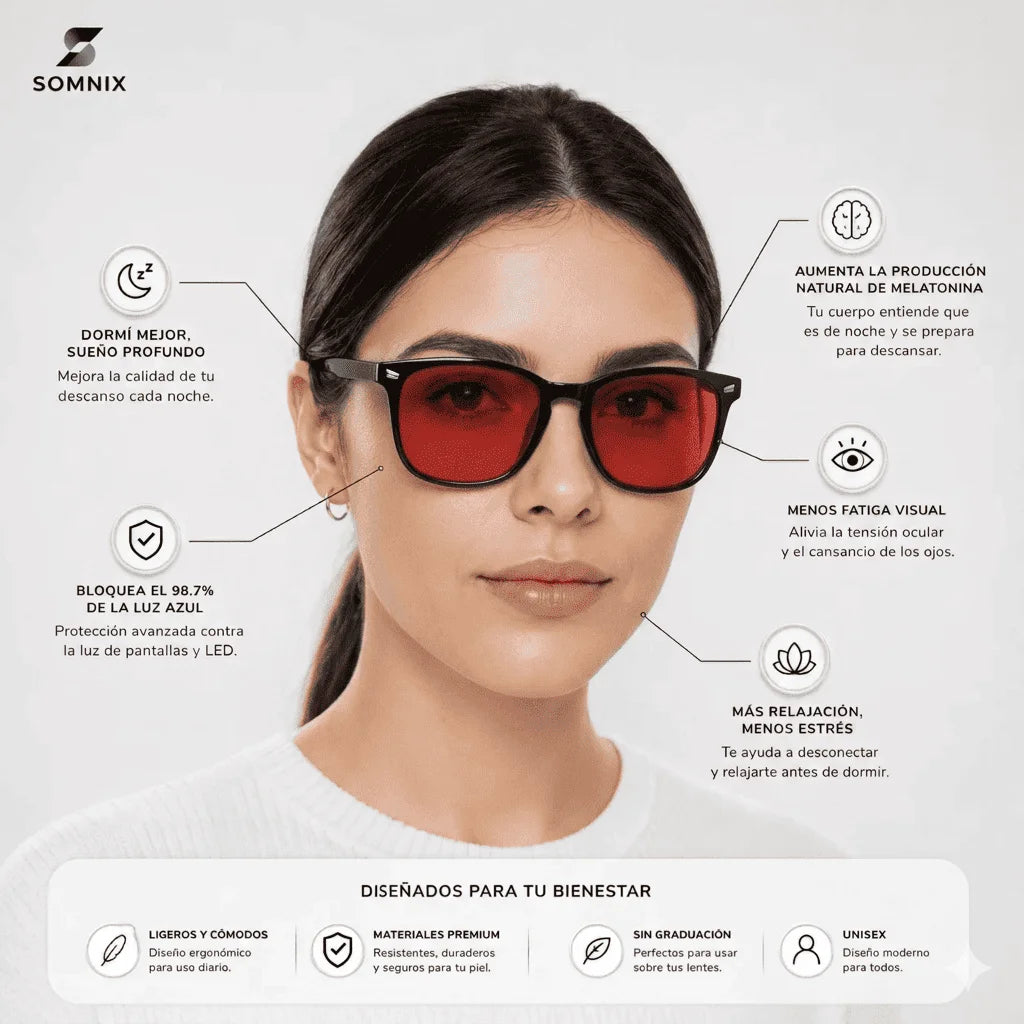 Lentes Rojos Anti Luz Azul + Protección UV