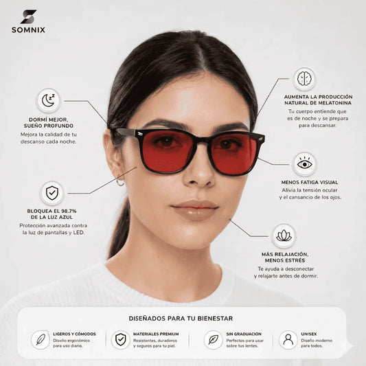 Lentes Rojos Anti Luz Azul + Protección UV